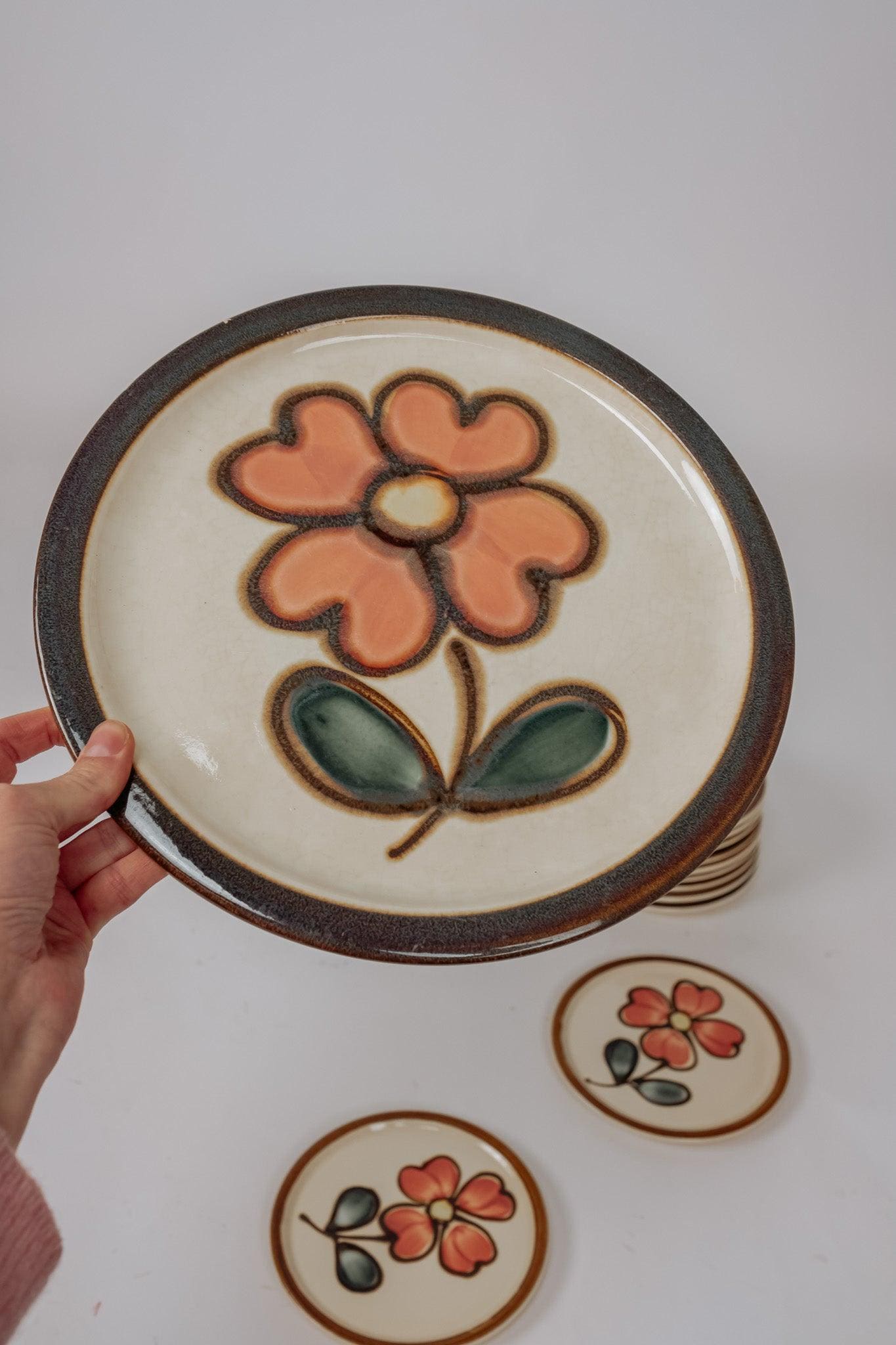 Vintage Jaren 70 gebaksborden set