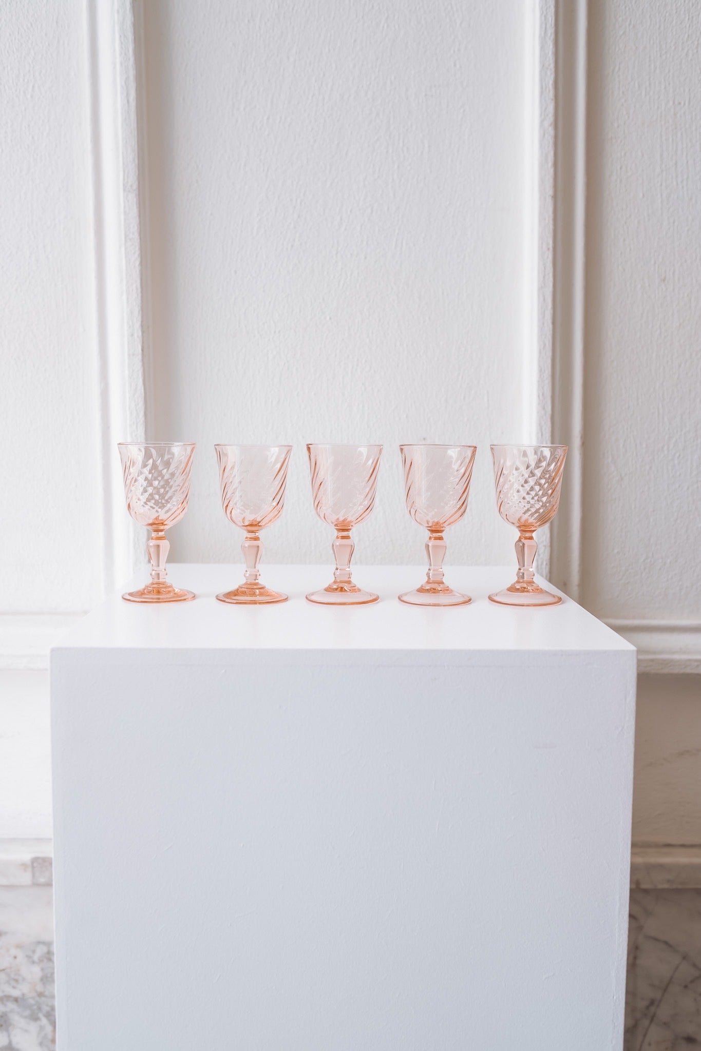 5 Rosaline pink swirl borrelglazen