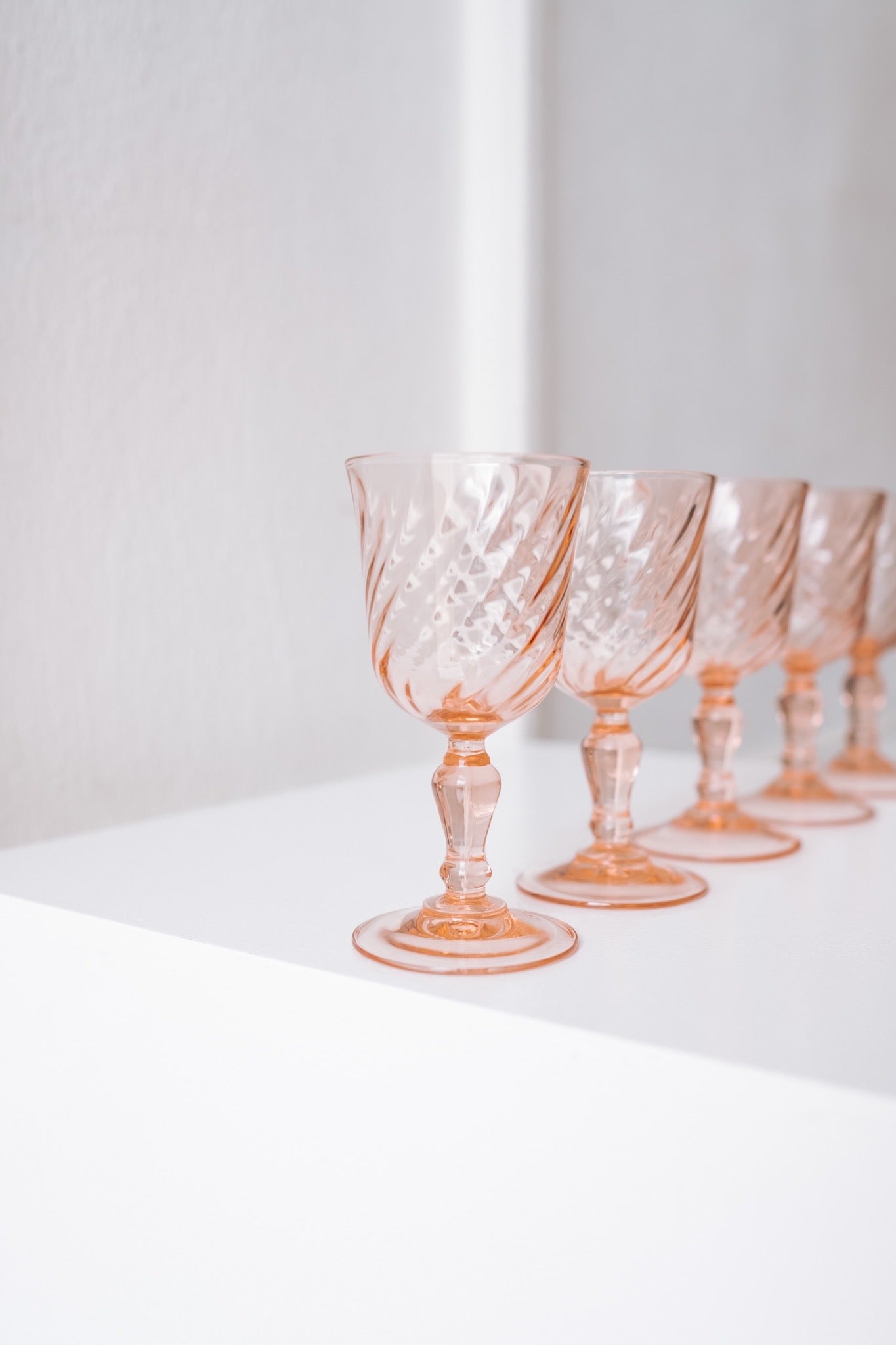 5 Rosaline pink swirl borrelglazen