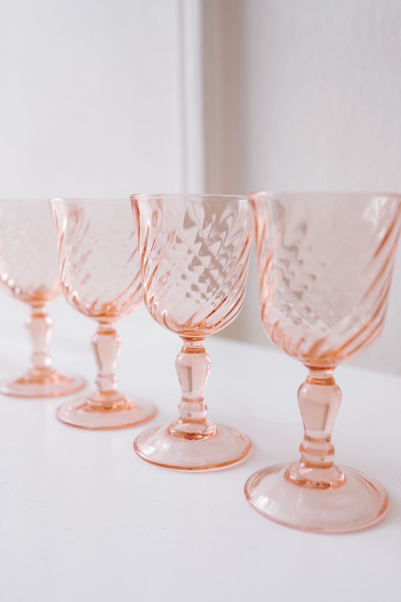 5 Rosaline pink swirl borrelglazen