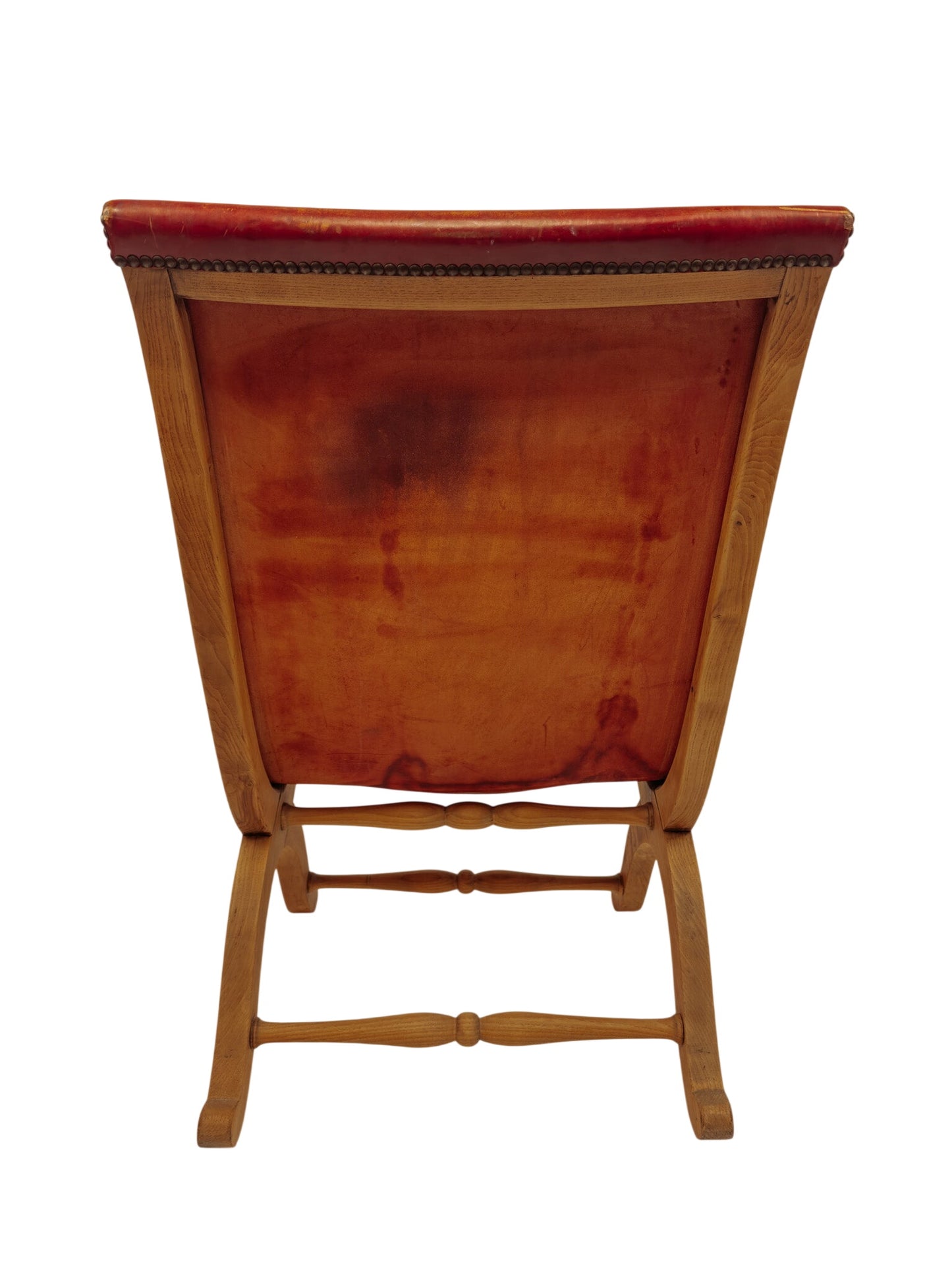 Slipper chair van rood leer van Pierre Lottier voor Valenti