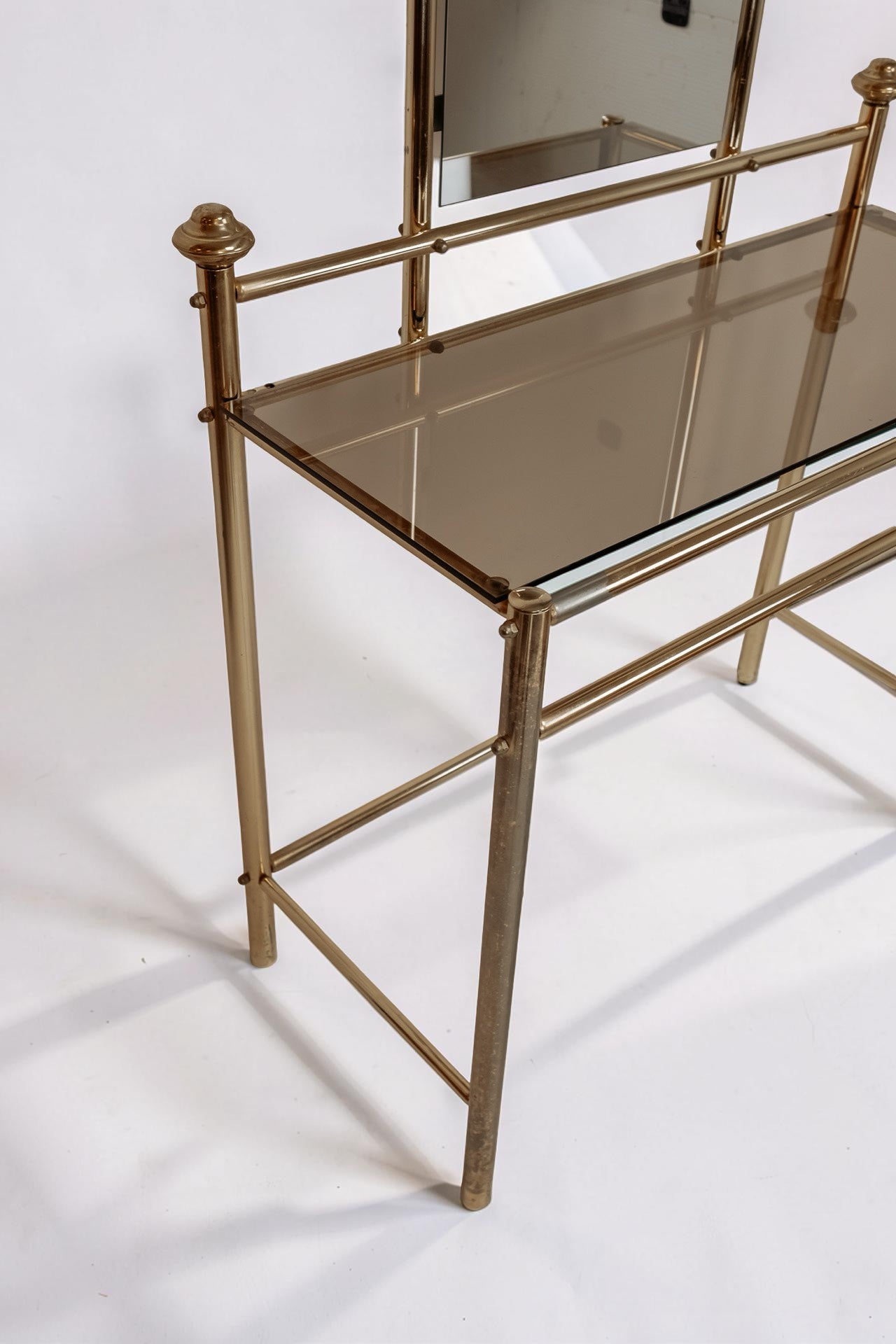 Vintage messing vanity kaptafel met krukje