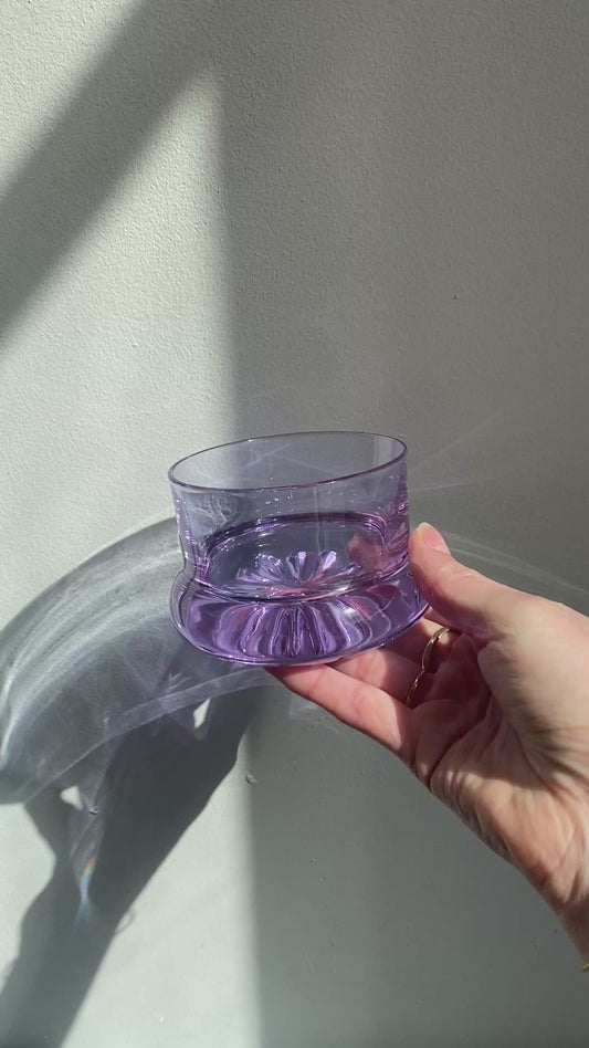 4x Lila cocktail glazen met ronde voet uit Italië, jaren 70