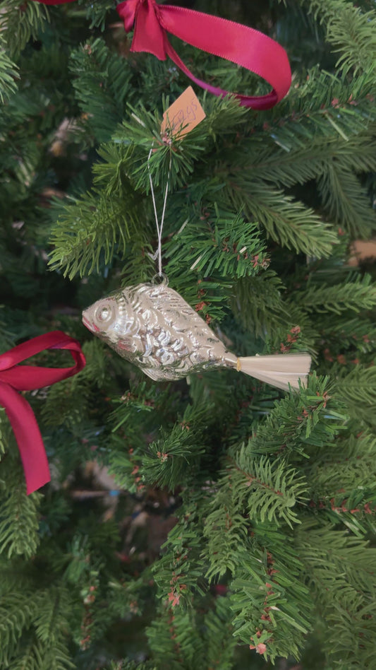 Vintage glazen vis kerstornament